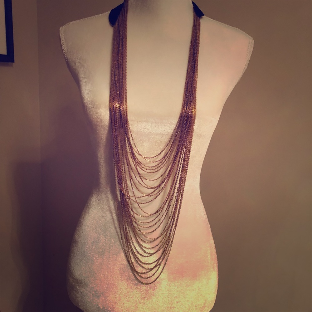 NWOT Gorgeous Multi Strand Gold Necklace